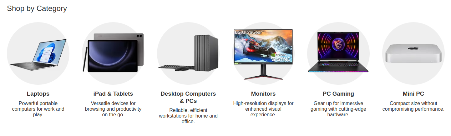 Filters on the computer category page