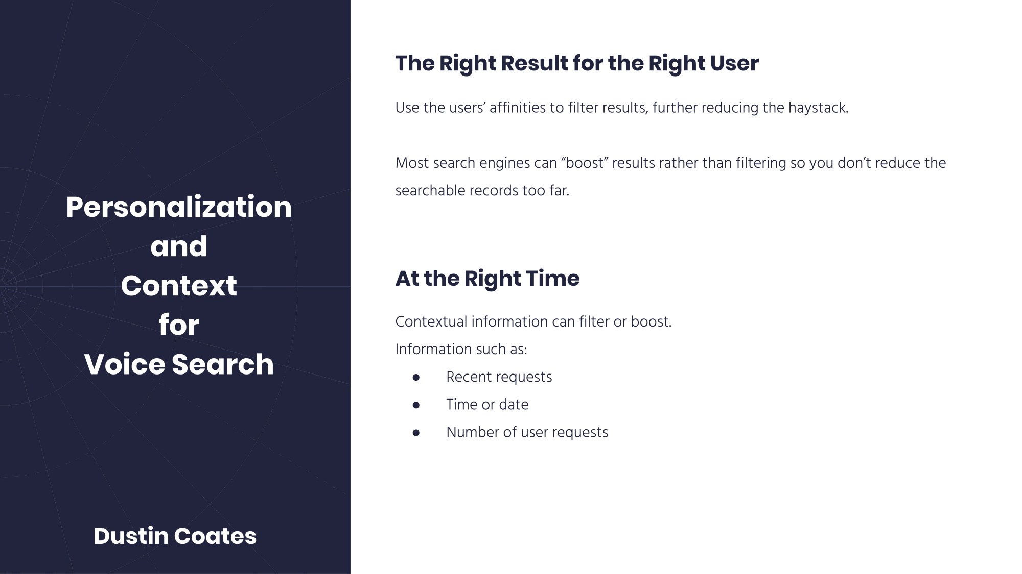 Personalization and context on voice search